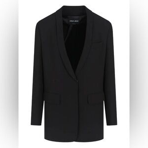 NWOT Giorgio Armani High End Black Shawl-Lapel Virgin Wool Silk Coat, Size 40